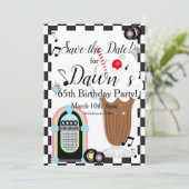 Elke leeftijd, 1950's Retro Birthday Save The Date (Staand voorkant)