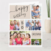 Elke leeftijd 5 Fotocollage Stone Aangepaste Birth Kaart (Voorkant)