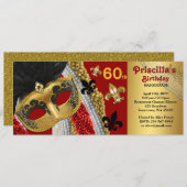 elke leeftijd,60e, Uitnodiging Ticket stijl, Verja (Voorkant / Achterkant)