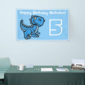 Elke leeftijd Blue T Rex Dinosaurus Verjaardag Spandoek (Beurs)