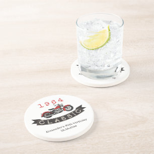 Elke Leeftijd  Classic Motorfiets Verjaardag Zandsteen Onderzetter