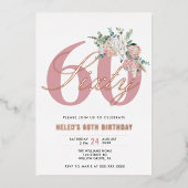 Elke Leeftijd Elegante Moderne Stof Rose Bloem Folie Uitnodiging (Voorkant)