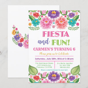 ELKE LEEFTIJD - Fiesta Bloemen Verjaardagsuitnodig Kaart