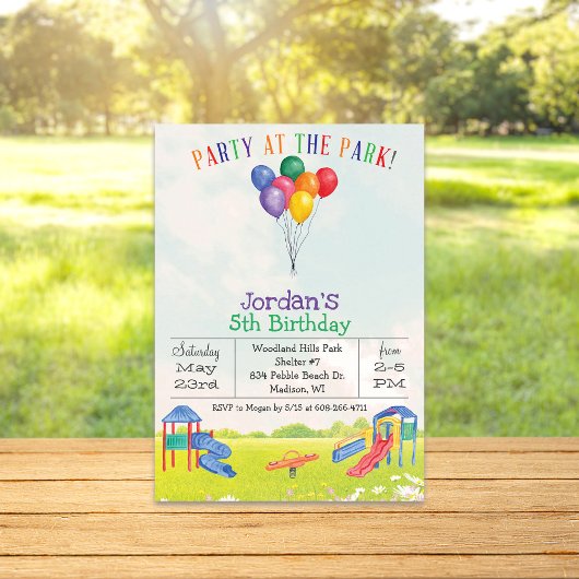 ELKE LEEFTIJD / GESLACHT Park Speeltuin Uitnodigin Kaart