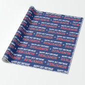 Elke Leeftijd Happy Birthday Retro Custom Navy Red Cadeaupapier (Uitgerold)