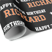 Elke Leeftijd Happy Birthday Retro Custom Sinaasap Cadeaupapier (Rol Hoek)