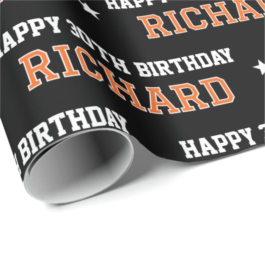 Elke Leeftijd Happy Birthday Retro Custom Sinaasap Cadeaupapier (Rol Hoek)