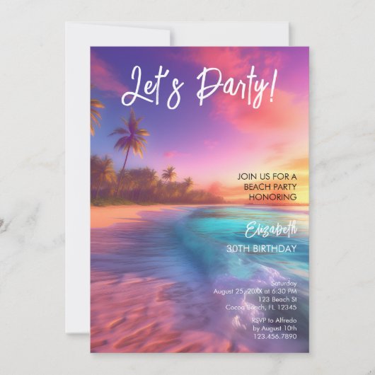 Elke Leeftijd Levendig Strand Zonsondergang Verjaa Kaart (Voorkant)