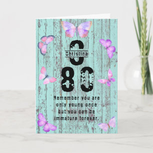 Elke Leeftijd Naam Monogram Grappig 80ste Verjaard Kaart