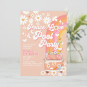 ELKE LEEFTIJD Peace Love Pool Party Groovy Verjaar Kaart (Staand voorkant)