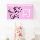 Elke leeftijd Pink T Rex Dinosaurus Verjaardag Spandoek (Insitu)
