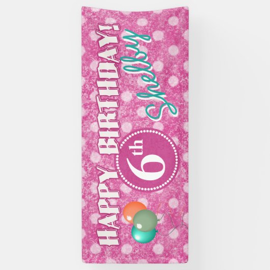 Elke Leeftijd Polka Dot Verjaardag 2 Spandoek (Verticaal)