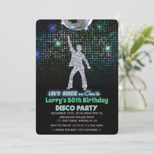 ELKE LEEFTIJD - Retro Disco Birthday Party Kaart (Staand voorkant)