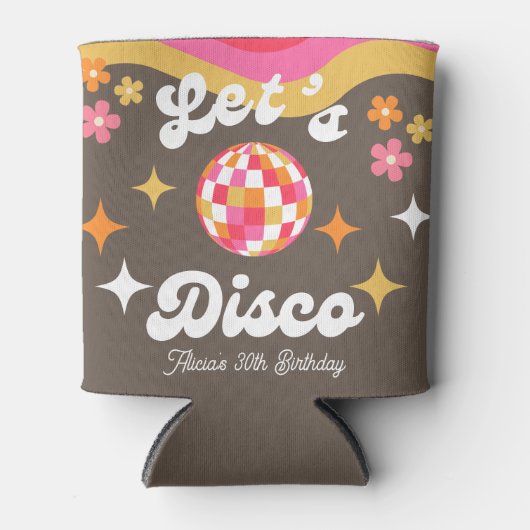 Elke leeftijd Retro Groovy 70s Laten we Disco Verj Blikjeskoeler (Voorkant)