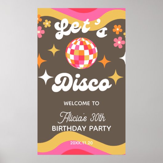 Elke leeftijd Retro Groovy 70s Laten we Disco Verj Poster (Voorkant)
