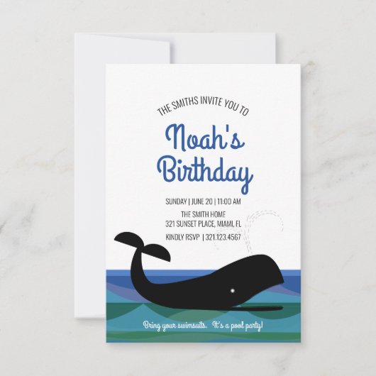 elke leeftijd retro OCEAN WHALE verjaardagsfeestje Kaart (Voorkant)