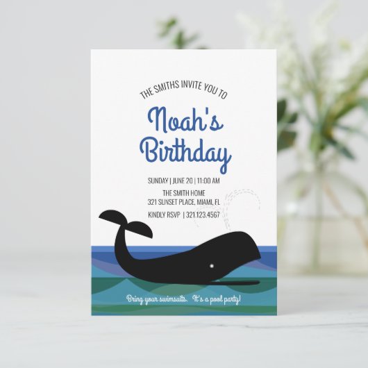 elke leeftijd retro OCEAN WHALE verjaardagsfeestje Kaart (Staand voorkant)