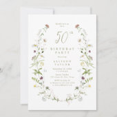 Elke leeftijd Sage Wildflower Rustic Boho 50ste ve Kaart (Voorkant)