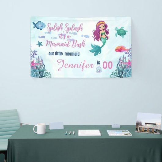 Elke leeftijd Splish Splash Mermaid Bash Meisjes V Spandoek (Beurs)