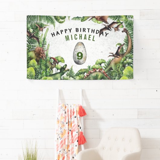 ELKE LEEFTIJD T-Rex Dinosaur Boy's Birthday Party Spandoek (Insitu)