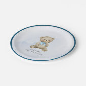 Elke leeftijd teddybeer jongen verjaardag papieren bordje (Gekanteld)