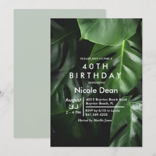 ELKE LEEFTIJD - Tropical Leaf Verjaardag Uitnodigi Kaart