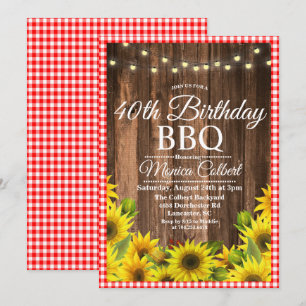 ELKE LEEFTIJD - Verjaardag BBQ Zonnebloem Uitnodig Kaart