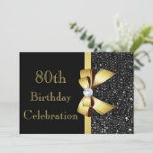 Elke leeftijd Verjaardag Black Faux Sequins Gold B Kaart (Staand voorkant)