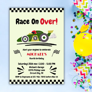 Elke leeftijd verjaardag klaar voor groene raceaut kaart