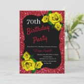 Elke leeftijd Verjaardag Rood Glitter Gele Rozen Kaart (Staand voorkant)