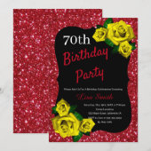 Elke leeftijd Verjaardag Rood Glitter Gele Rozen Kaart (Voorkant / Achterkant)