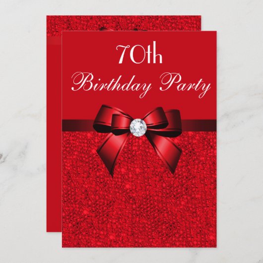 Elke leeftijd verjaardagsfeestje rode faux paillet kaart (Voorkant / Achterkant)
