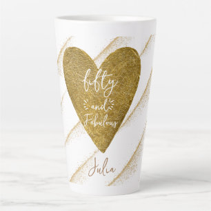 Elke leeftijd vijftig 50 & Fabulous gouden glitter Latte Mok