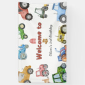 Elke leeftijd Waterverf tractor verjaardag Spandoek (Verticaal)