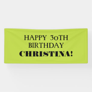 Elke Leeggroene zwarte Happy Birthday-banner Spandoek
