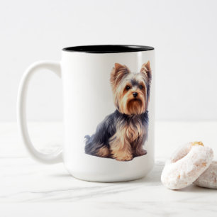 Elke maaltijd maak je grappige Yorkie Terrier Tweekleurige Koffiemok