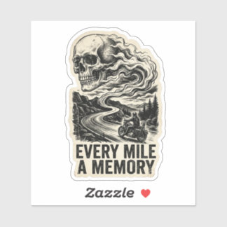 Elke mijl een herinnering Schedel Rook Biker Weg S Sticker