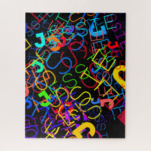 Elke naam aanpasbare heldere kleuren & zwart legpuzzel