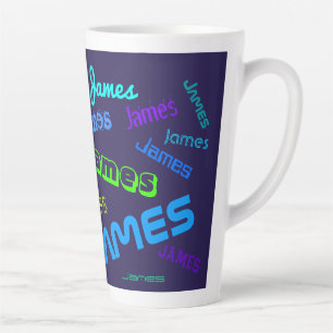 Elke naam aanpasbare kleurrijke naam patroon latte mok