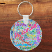 Elke naam Collage Girly-Sleutelhanger met bloemen Sleutelhanger (Voorkant)