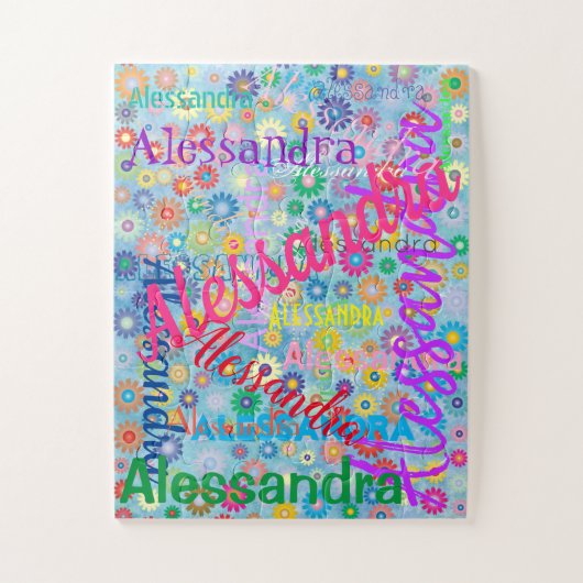 Elke naam Collage Puzzel met bloemen (Verticaal)