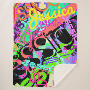 Elke naam  Creative Bold Super Kleurrijk Sherpa Deken