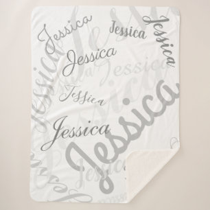 Elke naam Creative Grey & White Sherpa Deken