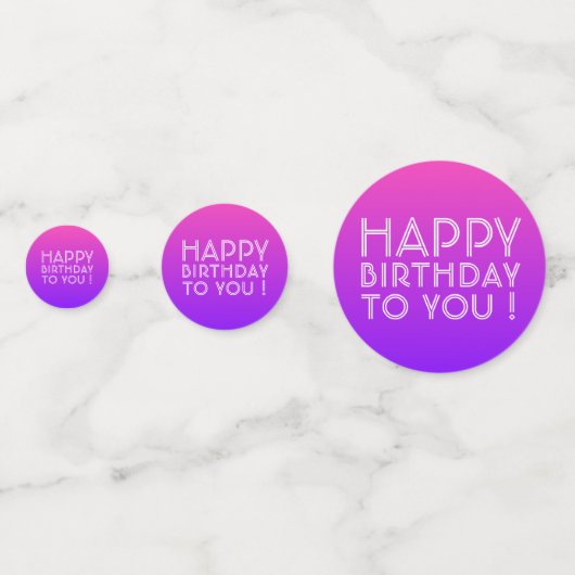 Elke naam Editable Happy Birthday roze Paarse Ombr Confetti (Voorkanten)
