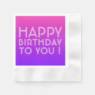 Elke naam Editable Happy Birthday roze Paarse Ombr Servet