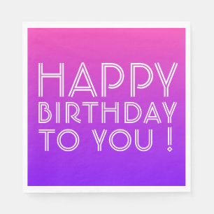 Elke naam Editable Happy Birthday roze Paarse Ombr Servet