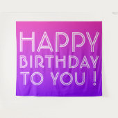 Elke naam Editable Happy Birthday roze Paarse Ombr Wandkleed (Voorkant (horizontaal))