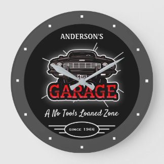 Elke naam Garage Retro-auto sinds datum grijs zwar Grote Klok