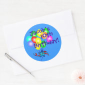 Elke naam & leeftijd Leuke Verjaardagsballonnen St Ronde Sticker (Envelop)