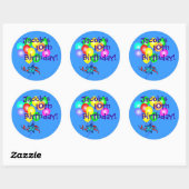 Elke naam & leeftijd Leuke Verjaardagsballonnen St Ronde Sticker (Vel)